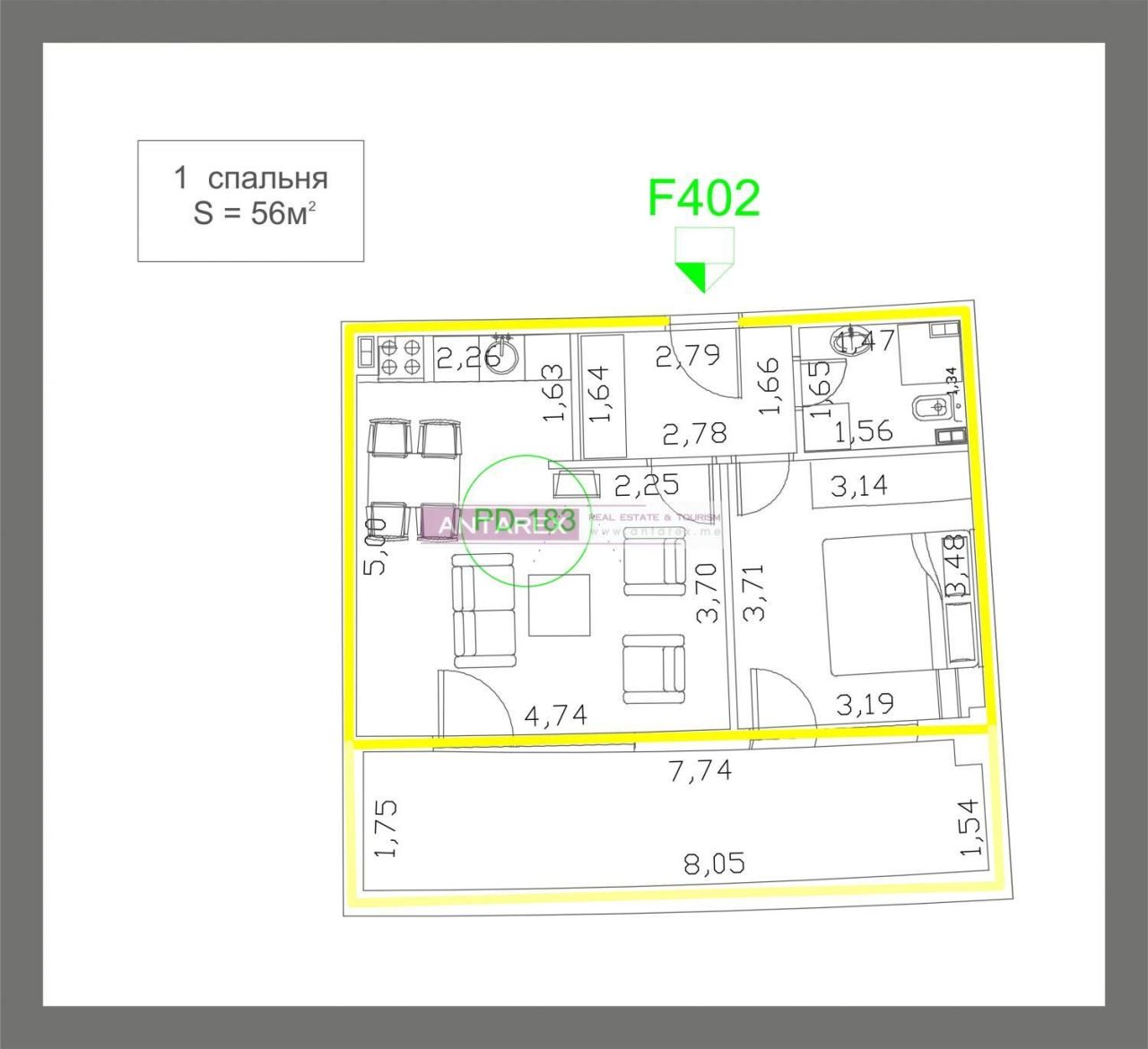 Апартаменты в Будве, Черногория, 56 м² - фото 14