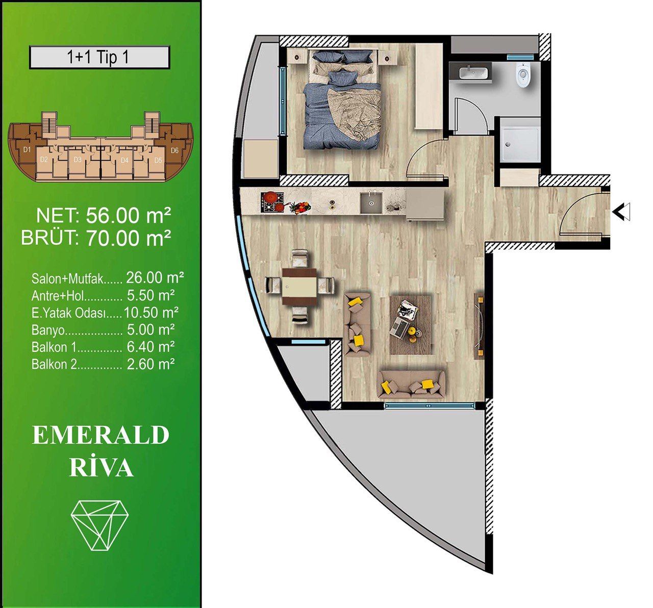 Квартира в Мерсине, Турция, 70 м² - фото 10