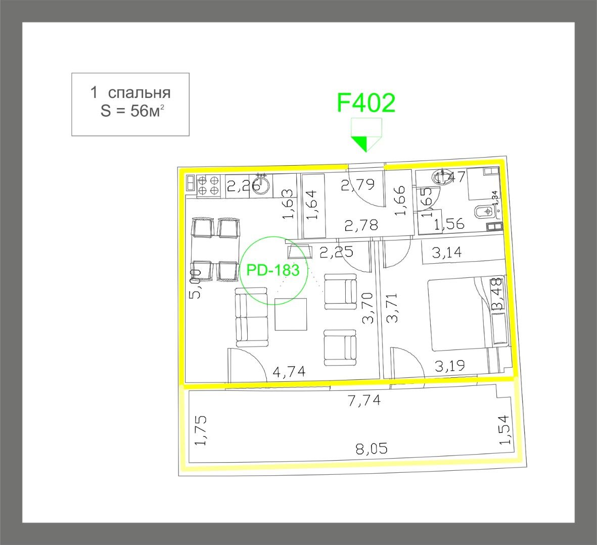 Квартира в Будве, Черногория, 50 м² - фото 3