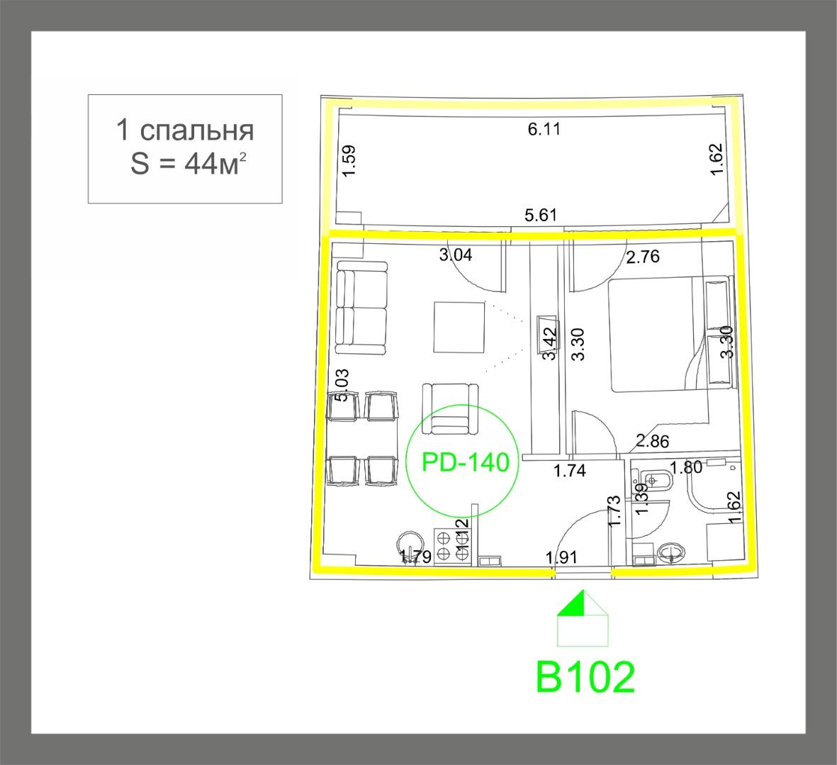 Квартира в Будве, Черногория, 93 м² - фото 9