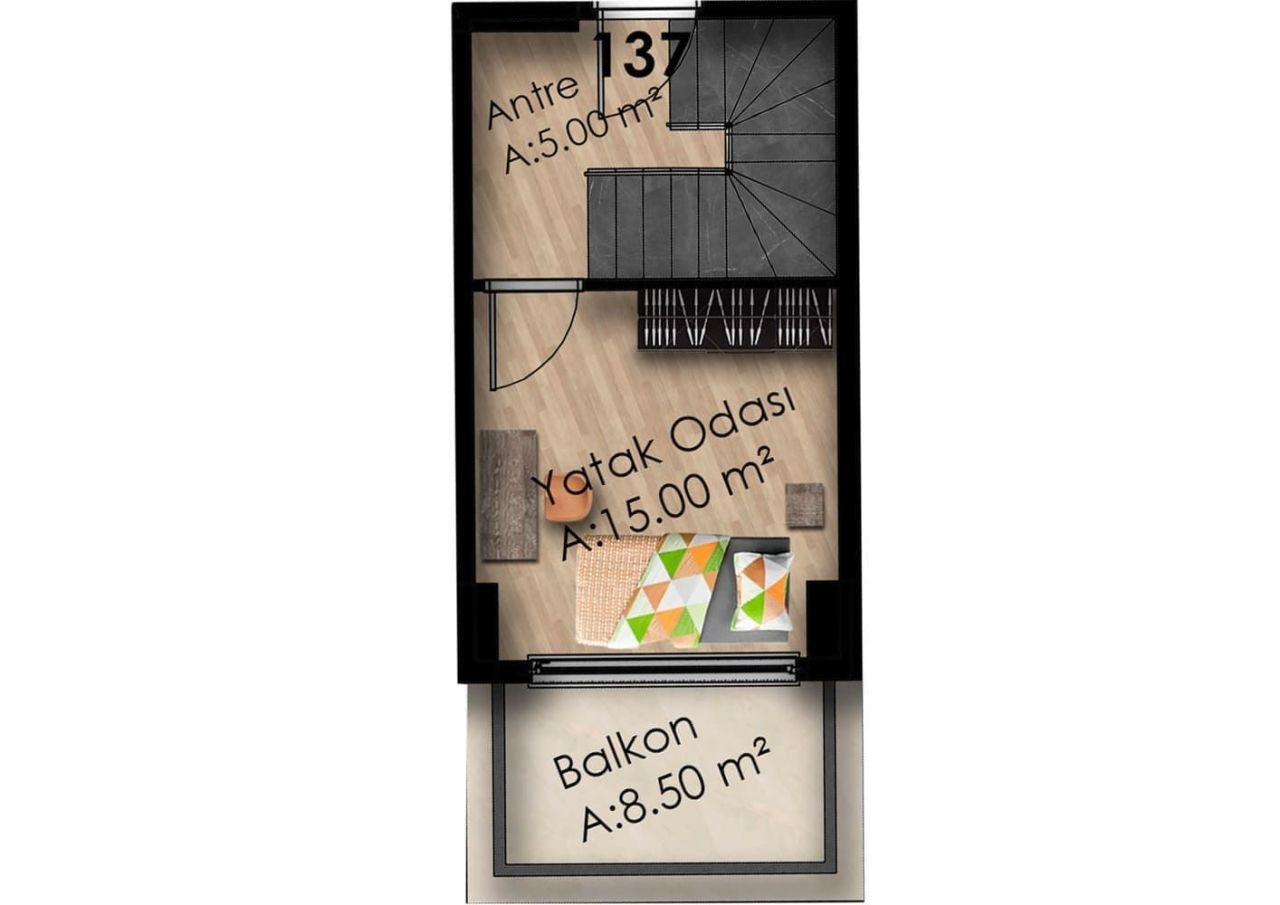 Квартира в Газипаше, Турция, 60 м² - фото 5