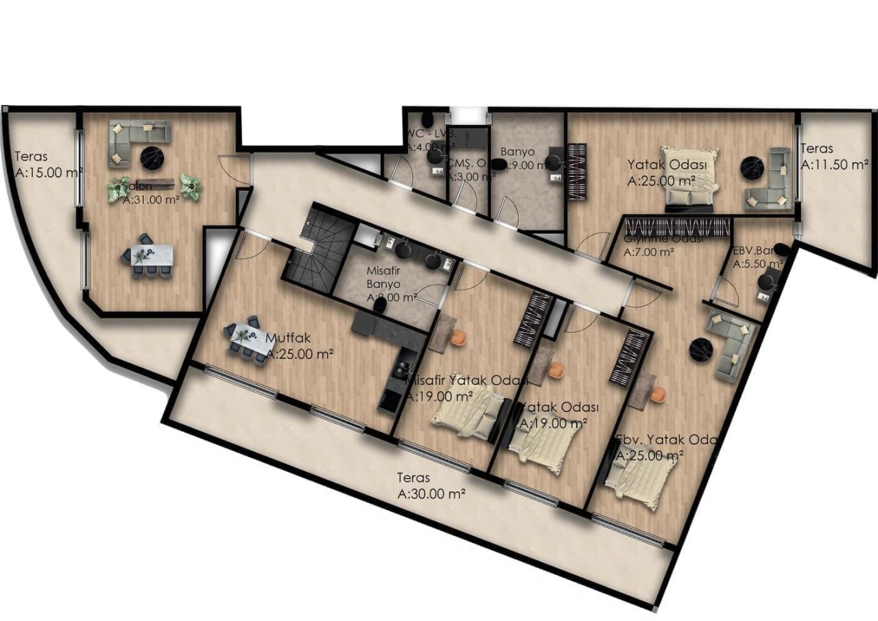 Квартира в Газипаше, Турция, 60 м² - фото 6