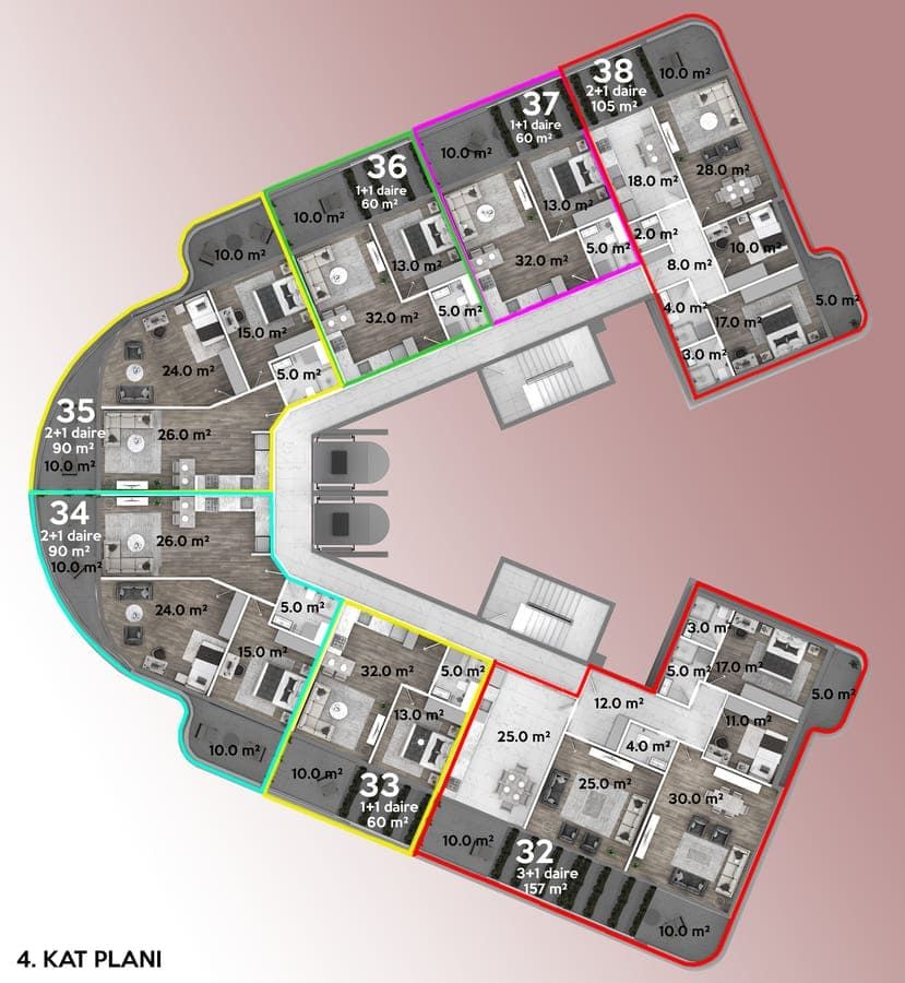 Квартира в Газипаше, Турция, 60 м² - фото 7
