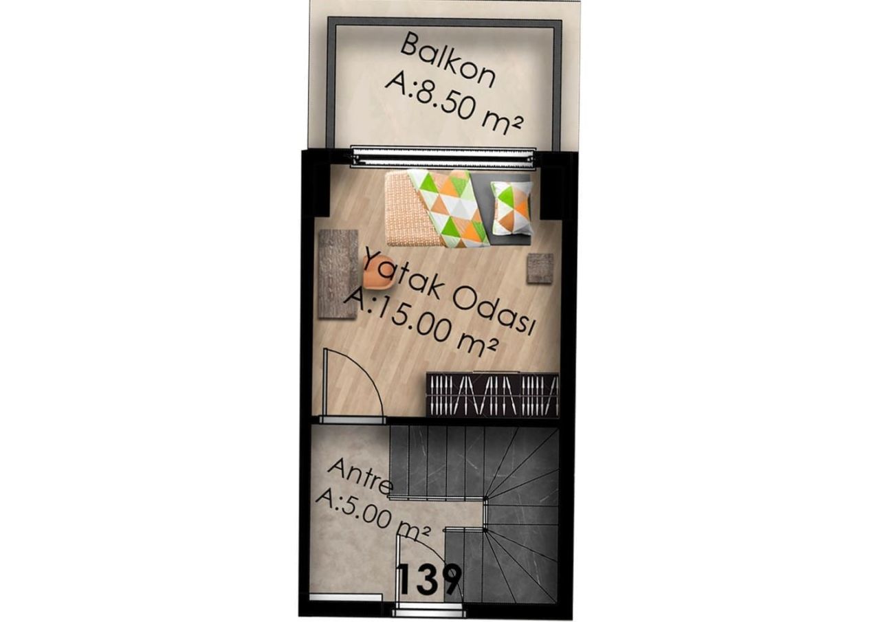 Квартира в Газипаше, Турция, 60 м² - фото 7