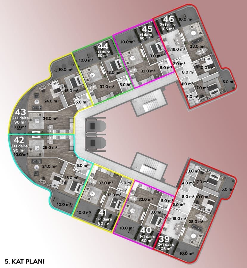 Квартира в Газипаше, Турция, 60 м² - фото 8