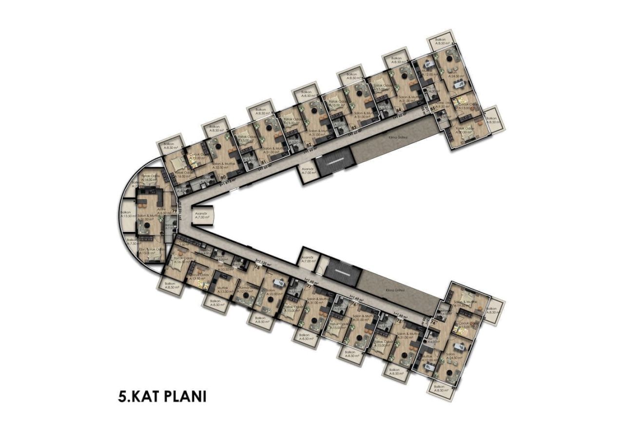 Квартира в Газипаше, Турция, 60 м² - фото 10