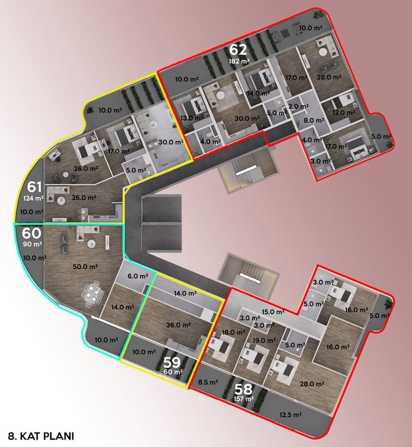 Квартира в Газипаше, Турция, 60 м² - фото 11