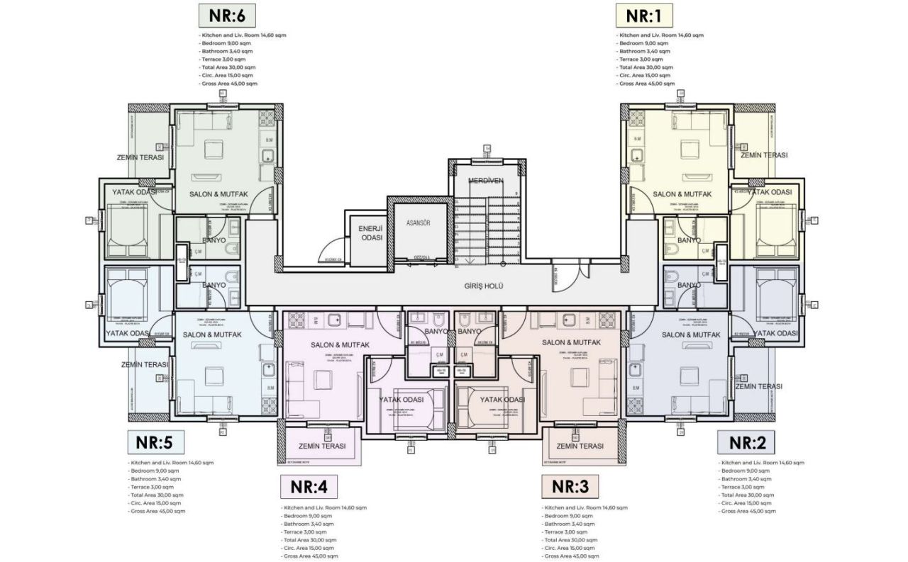 Квартира в Газипаше, Турция, 45 м² - фото 13