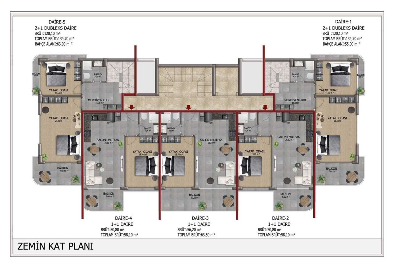 Квартира в Кестеле, Турция, 58 м² - фото 18