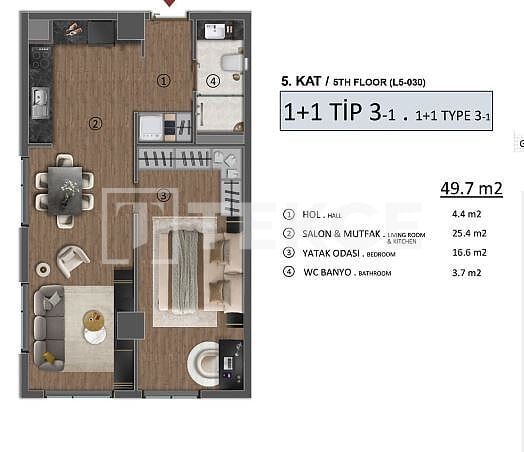 Апартаменты в Бейликдюзю, Турция, 108 м² - фото 14