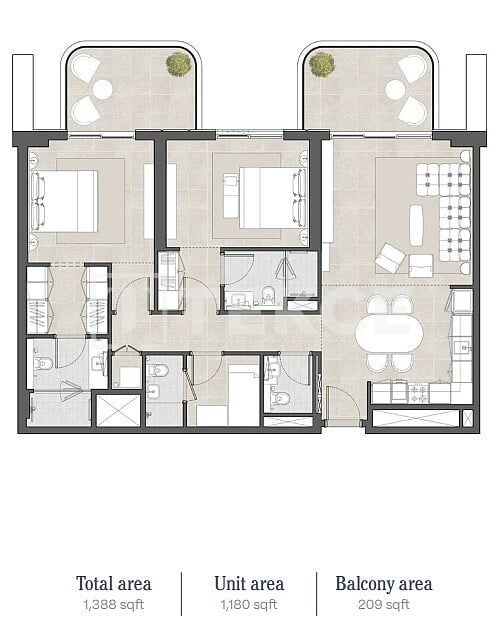 Апартаменты Дамак Хиллз, ОАЭ, 75 м² - фото 15