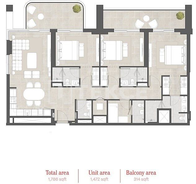 Апартаменты Дамак Хиллз, ОАЭ, 75 м² - фото 16