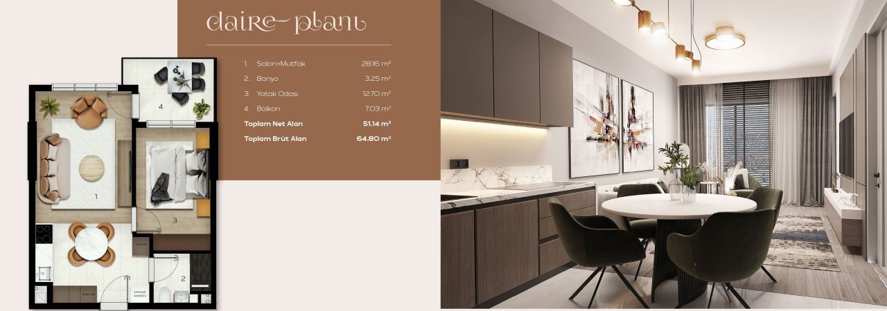 Квартира в Стамбуле, Турция, 56 м² - фото 10