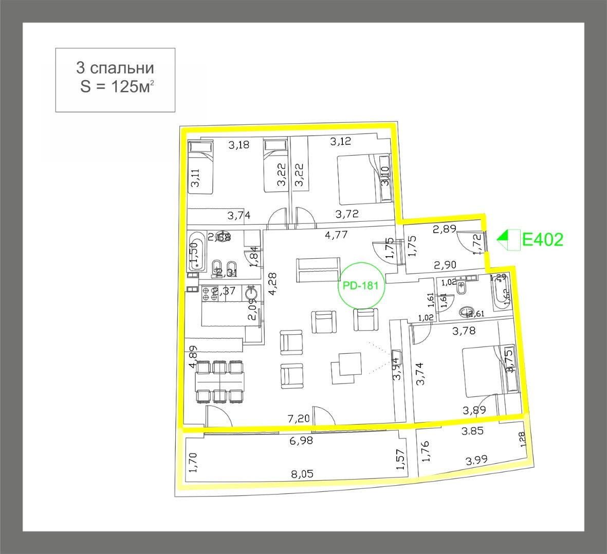 Квартира в Будве, Черногория, 125 м² - фото 9