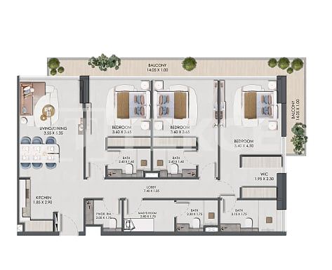 Апартаменты в Дубае, ОАЭ, 143 м² - фото 18