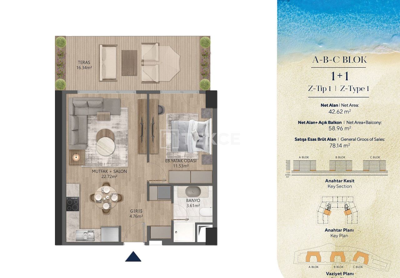 Апартаменты в Стамбуле, Турция, 60 м² - фото 16