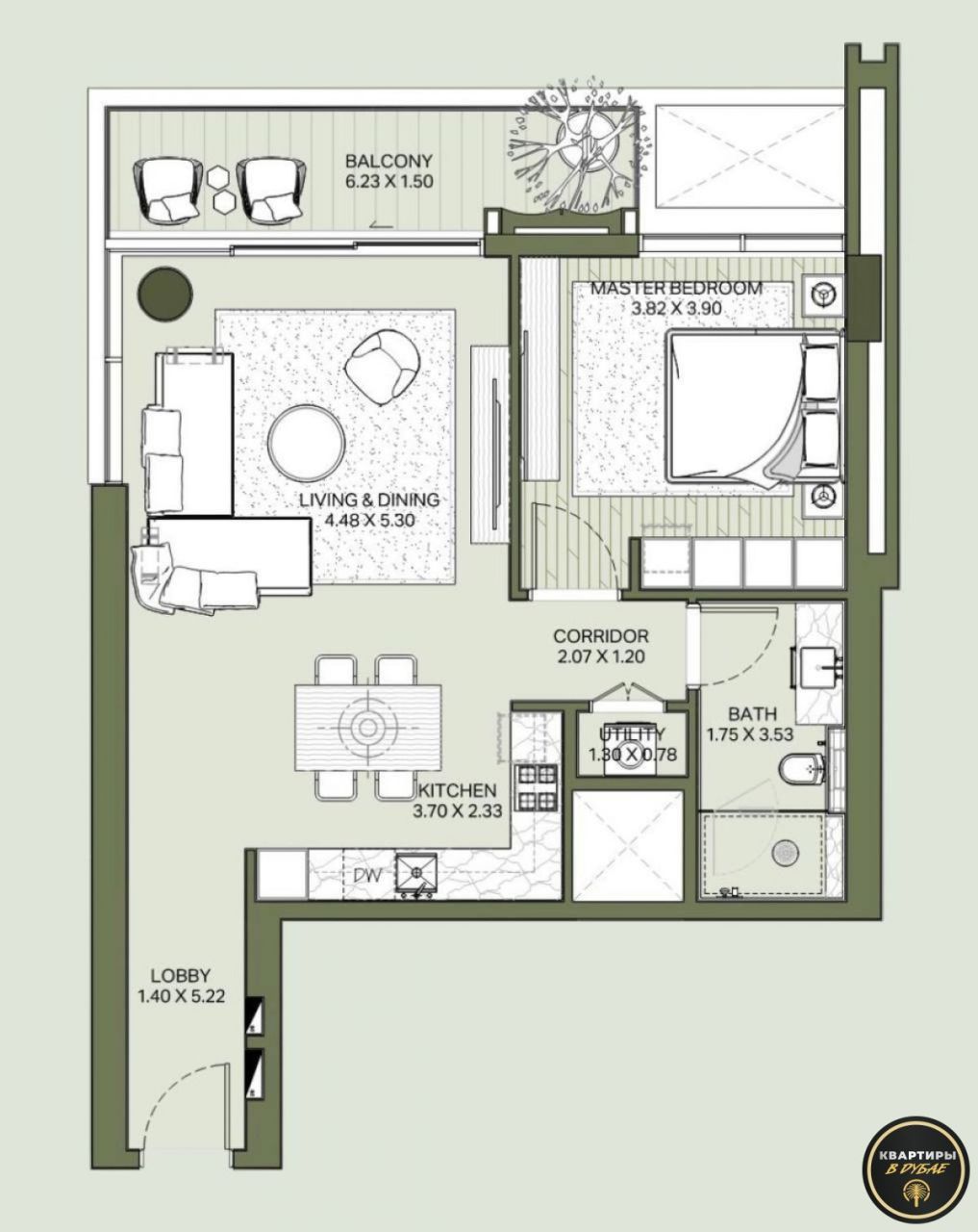 Квартира в Дубае, ОАЭ, 81.2 м² - фото 11