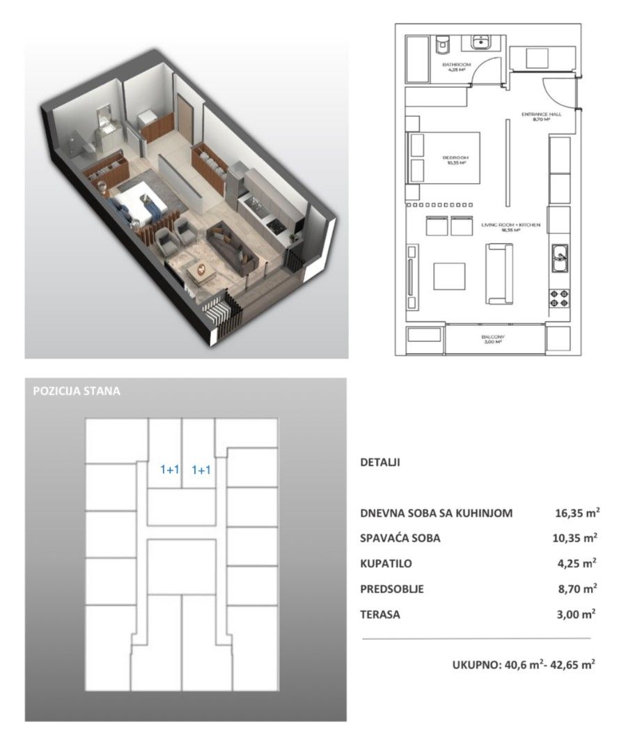 Квартира в Баре, Черногория, 43 м² - фото 4