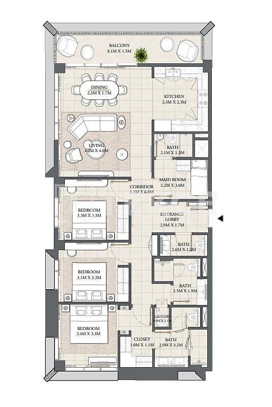 Апартаменты в Дубае, ОАЭ, 138 м² - фото 11