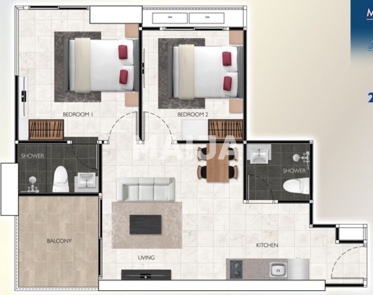 Апартаменты в Паттайе, Таиланд, 60 м² - фото 2