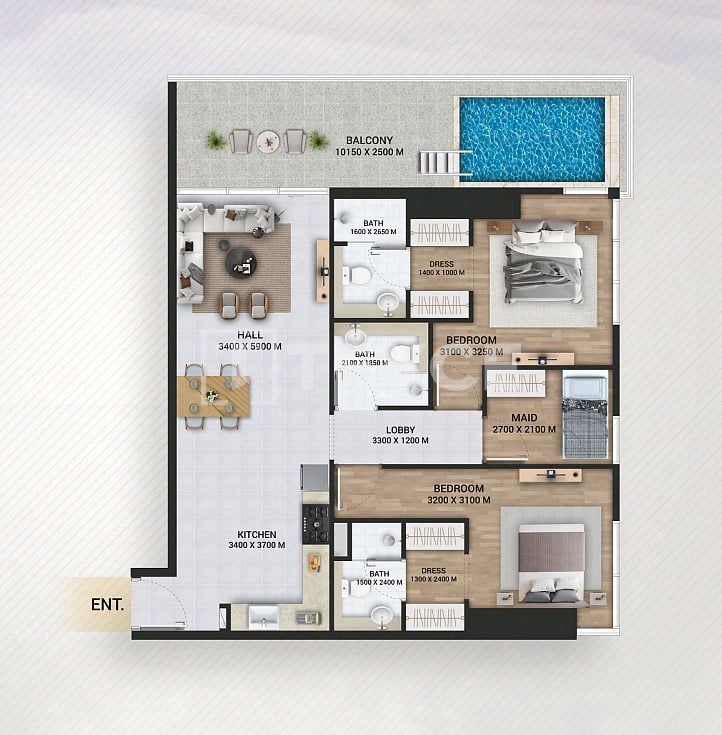 Апартаменты Ливан, ОАЭ, 70 м² - фото 11