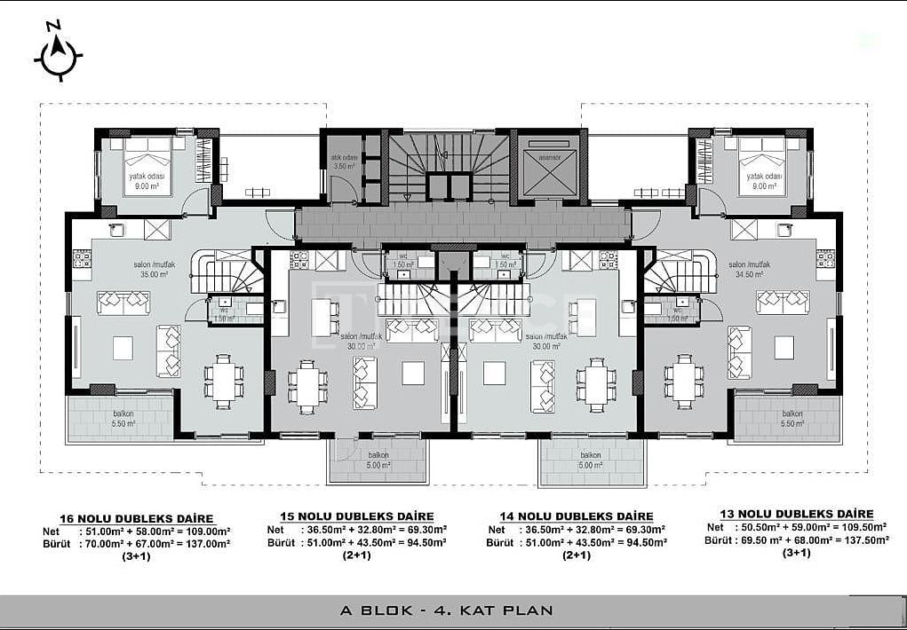 Апартаменты в Алании, Турция, 70 м² - фото 13