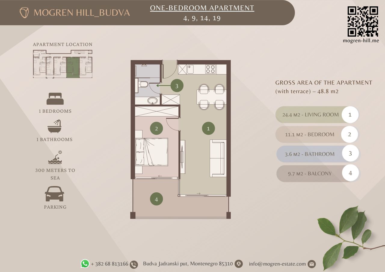 Квартира в Будве, Черногория, 49 м² - фото 13