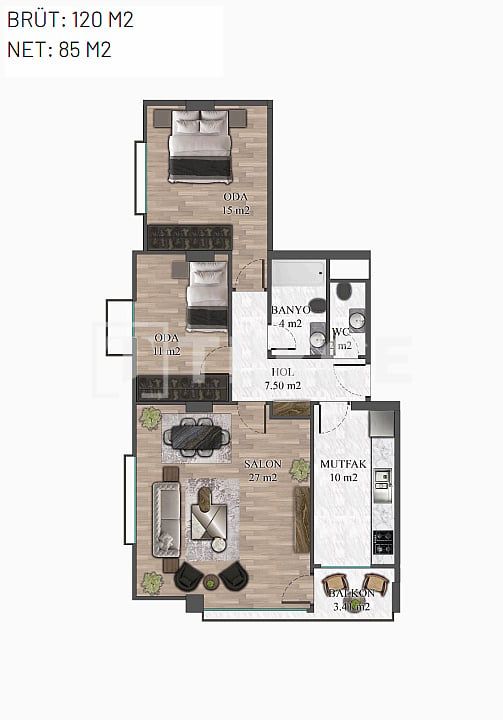 Апартаменты в Стамбуле, Турция, 120 м² - фото 12
