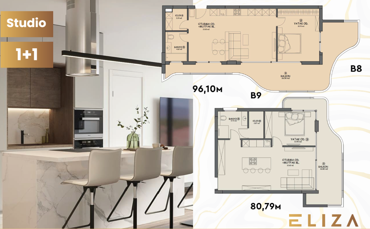 Студия в Искеле, Кипр, 74.36 м² - фото 3