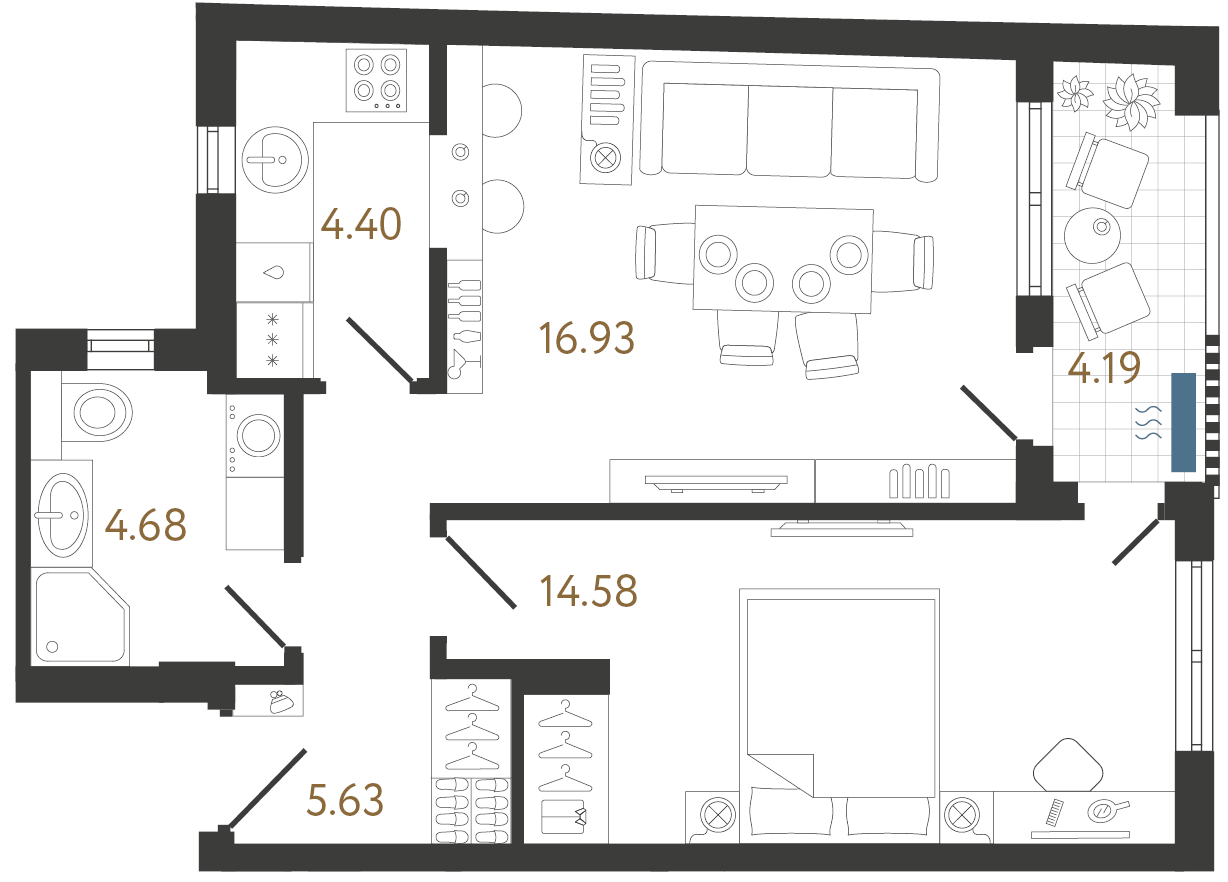 Квартира в Белграде, Сербия, 50.41 м² - фото 1