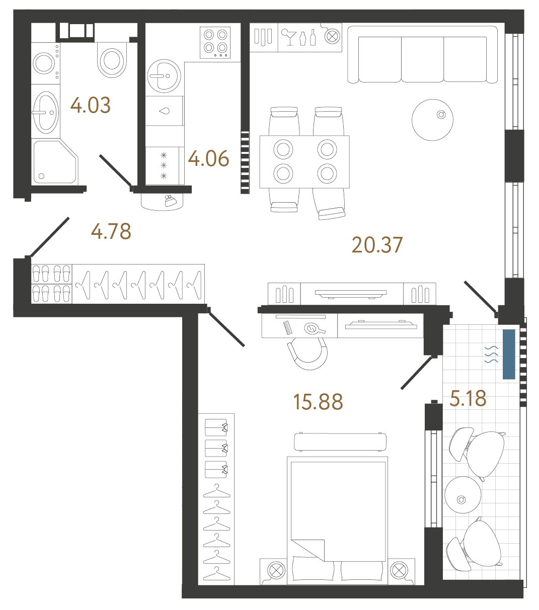 Квартира в Белграде, Сербия, 54.3 м² - фото 1