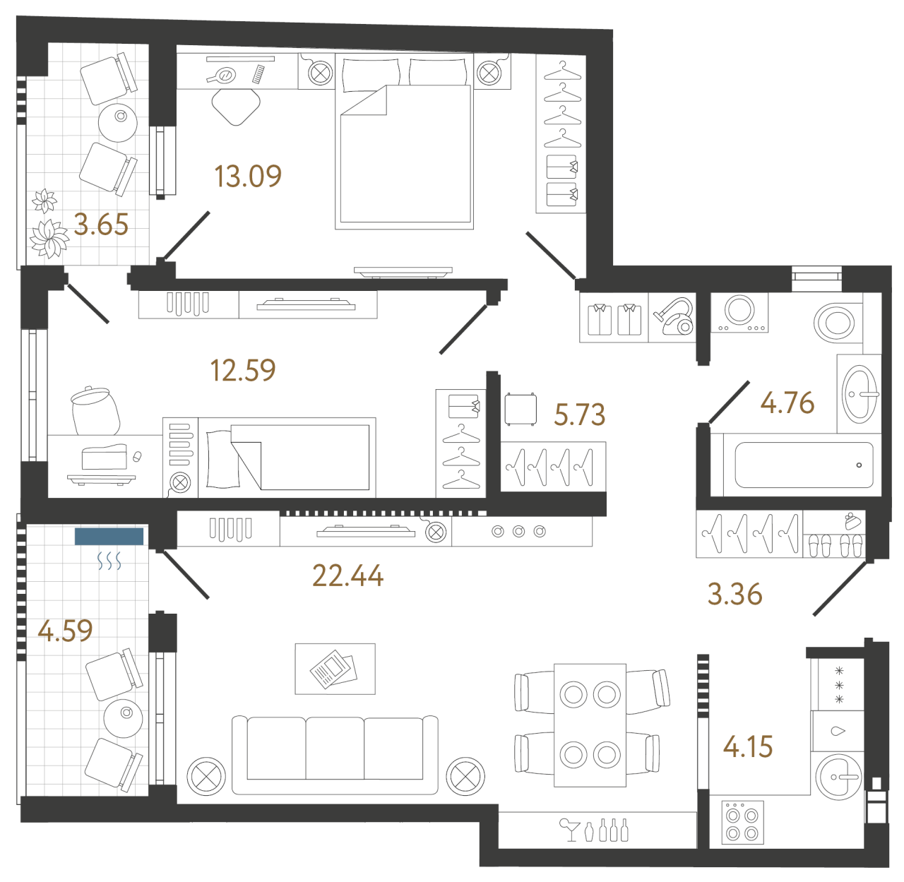 Квартира в Белграде, Сербия, 74.36 м² - фото 1