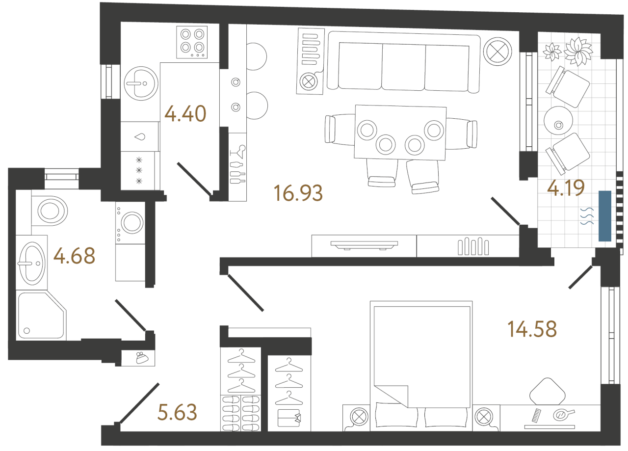 Апартаменты в Белграде, Сербия, 50.41 м² - фото 1