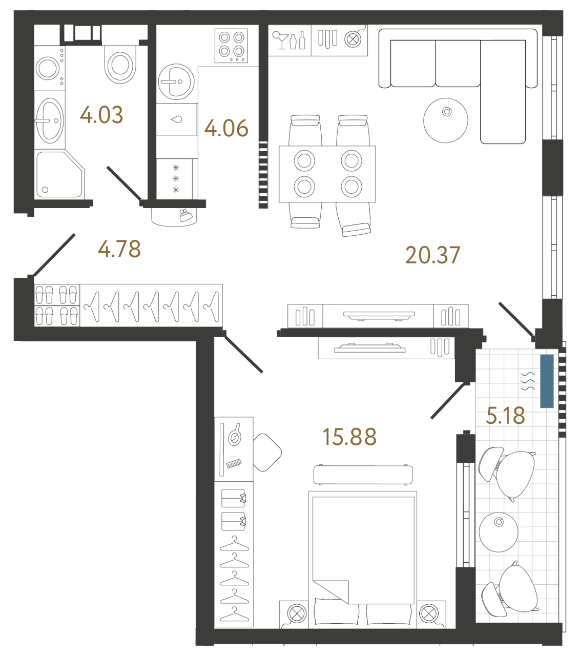 Апартаменты в Белграде, Сербия, 54.3 м² - фото 1