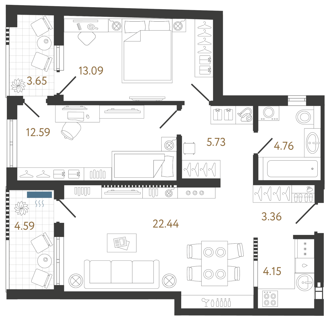 Апартаменты в Белграде, Сербия, 74.36 м² - фото 1