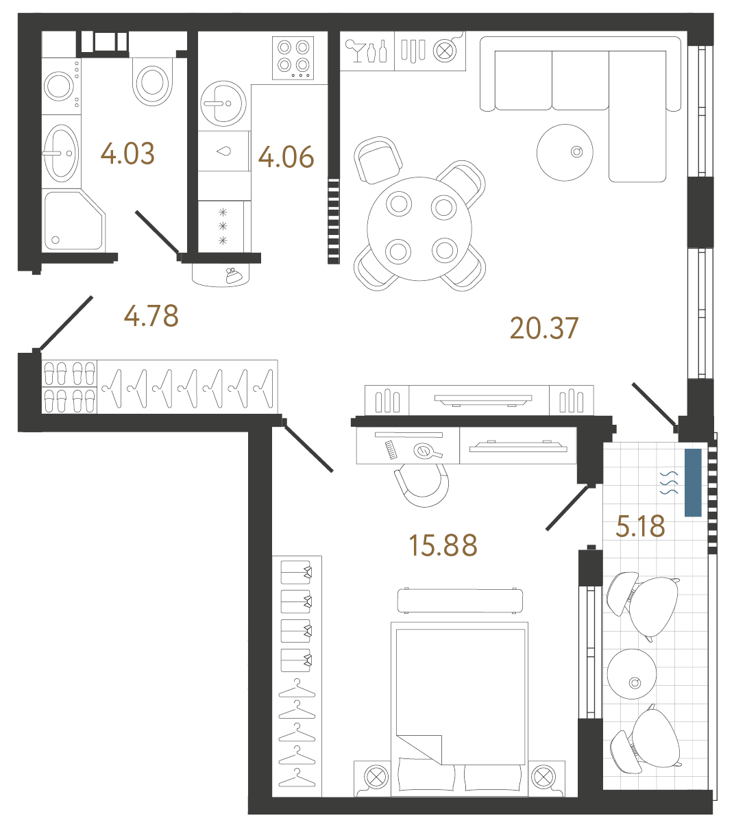 Апартаменты в Белграде, Сербия, 54.3 м² - фото 1