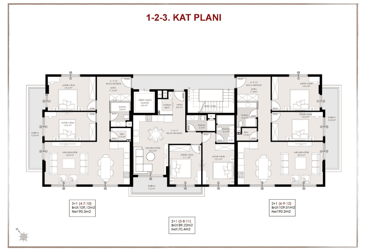 Квартира в Алании, Турция, 89 м² - фото 19