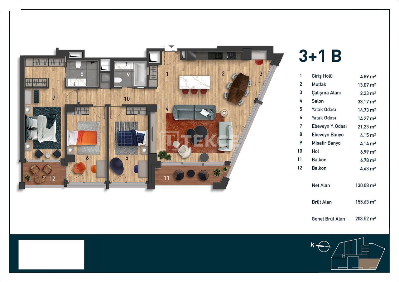 Апартаменты в Стамбуле, Турция, 74 м² - фото 17