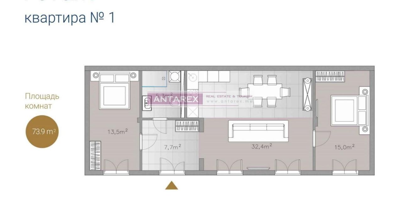 Апартаменты в Дженовичах, Черногория, 74 м² - фото 9