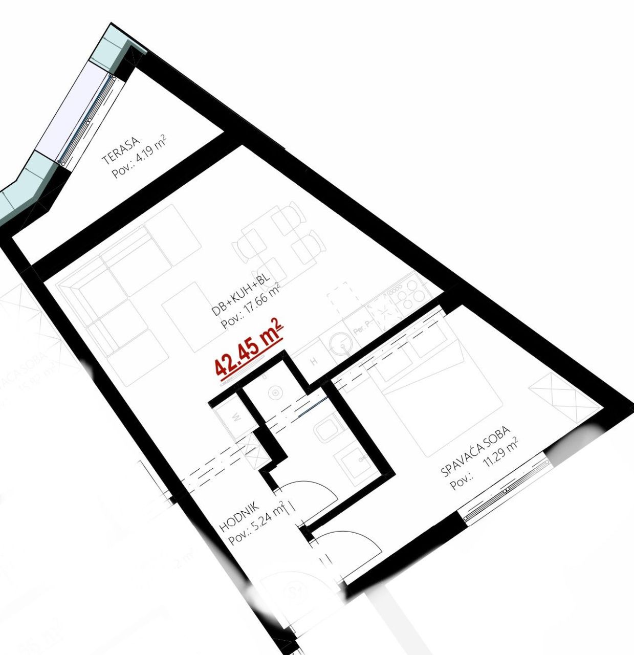 Квартира в Умаге, Хорватия, 42.45 м² - фото 6