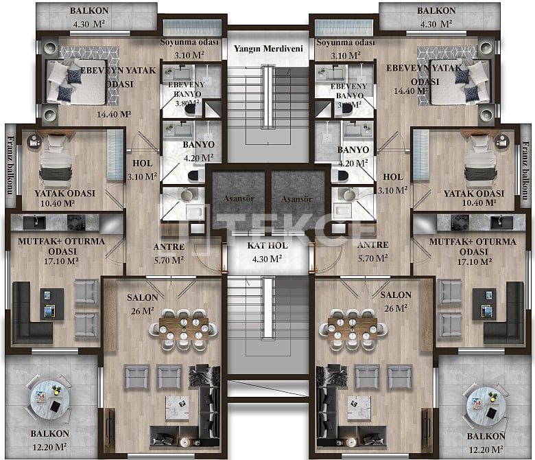 Апартаменты Енишехир, Турция, 141 м² - фото 18