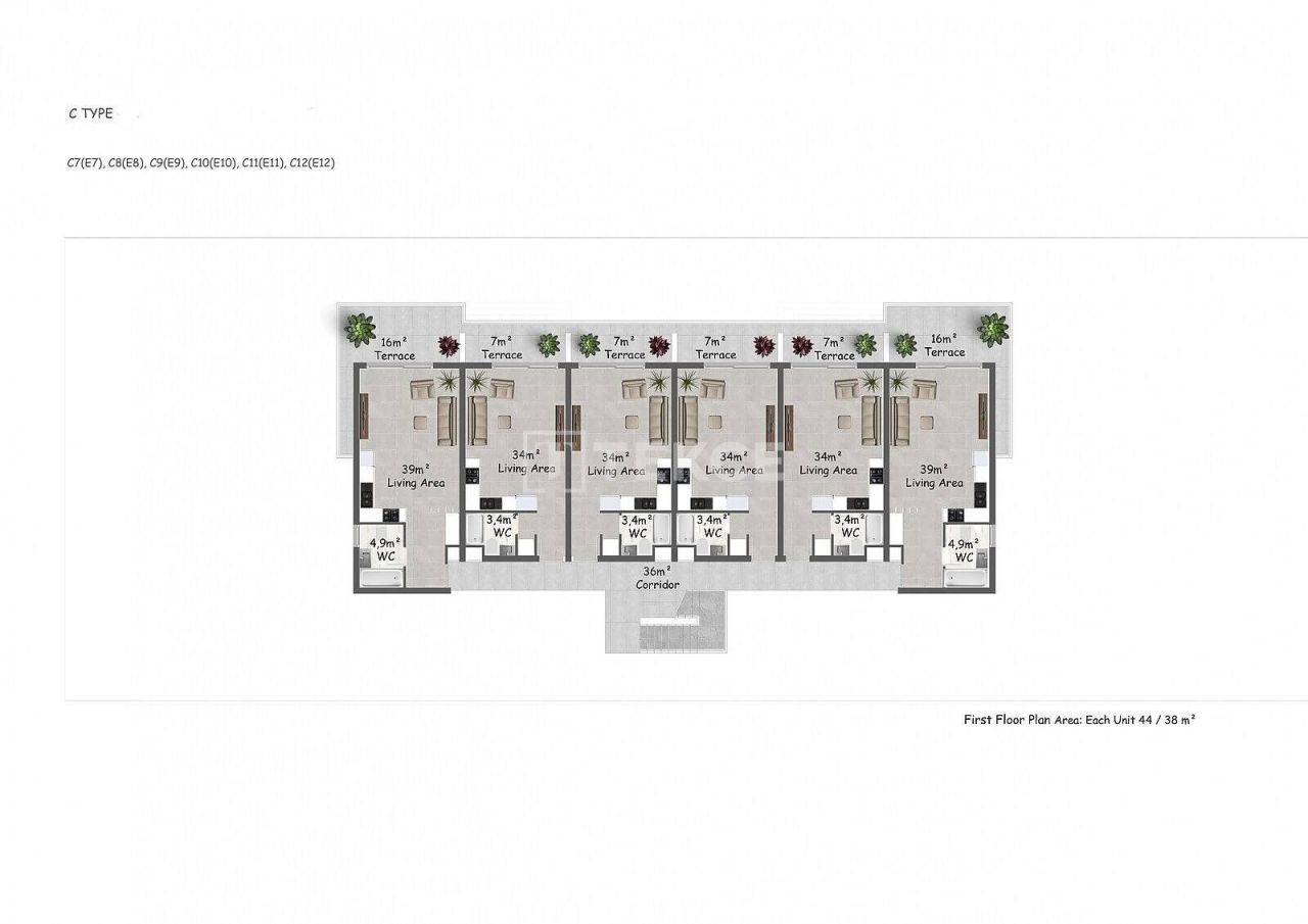 Апартаменты в Кирении, Кипр, 45 м² - фото 15