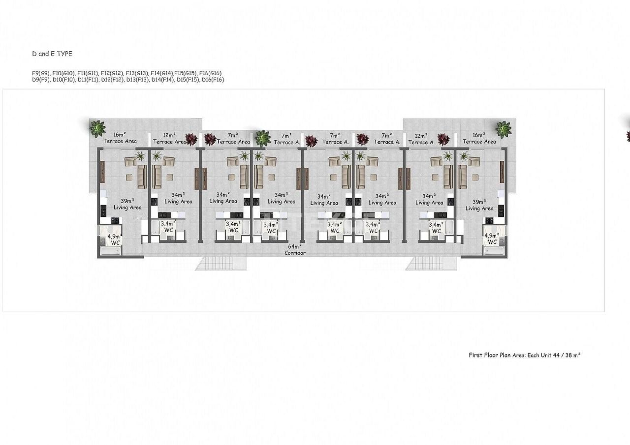Апартаменты в Кирении, Кипр, 45 м² - фото 18