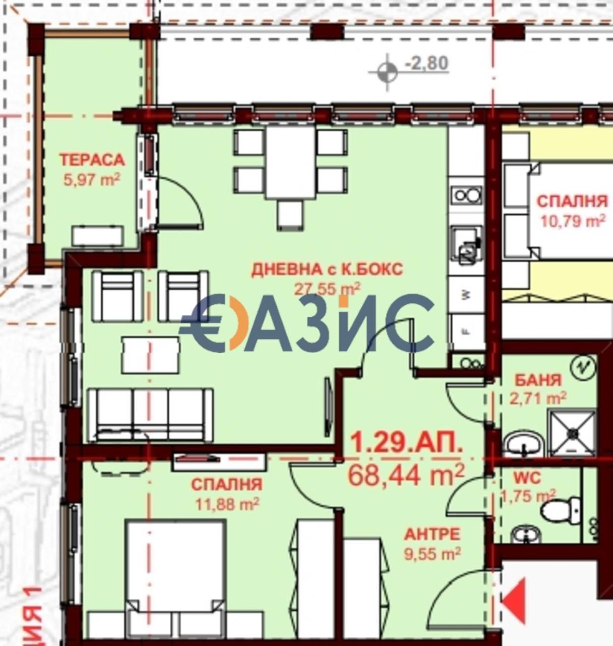 Апартаменты в Святом Власе, Болгария, 86.7 м² - фото 1