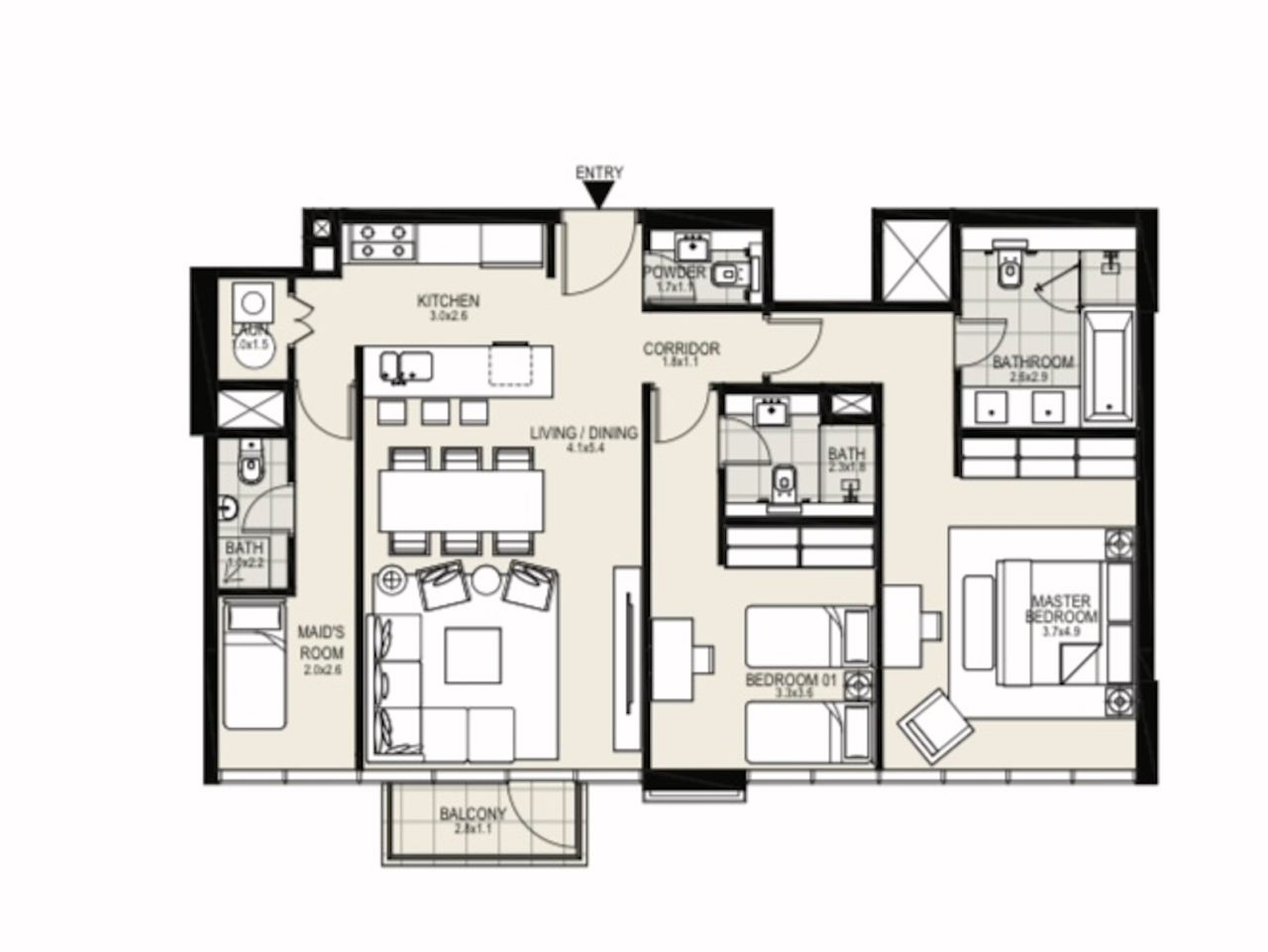 Апартаменты в Дубае, ОАЭ, 112 м² - фото 1