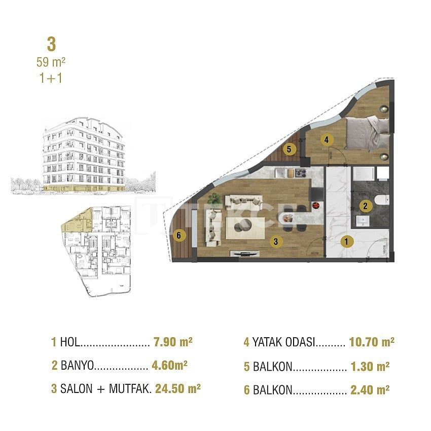 Апартаменты в Анталии, Турция, 58 м² - фото 16