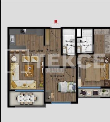 Апартаменты Мезитли, Турция, 99 м² - фото 18