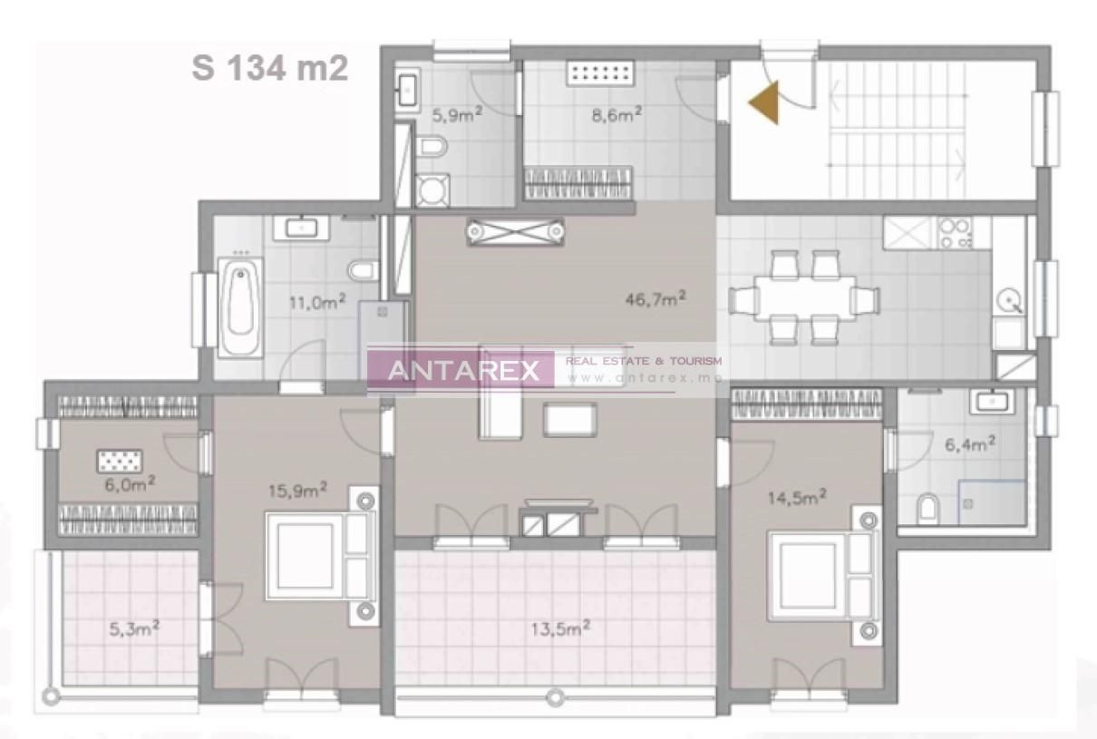 Апартаменты в Кумборе, Черногория, 165 м² - фото 15