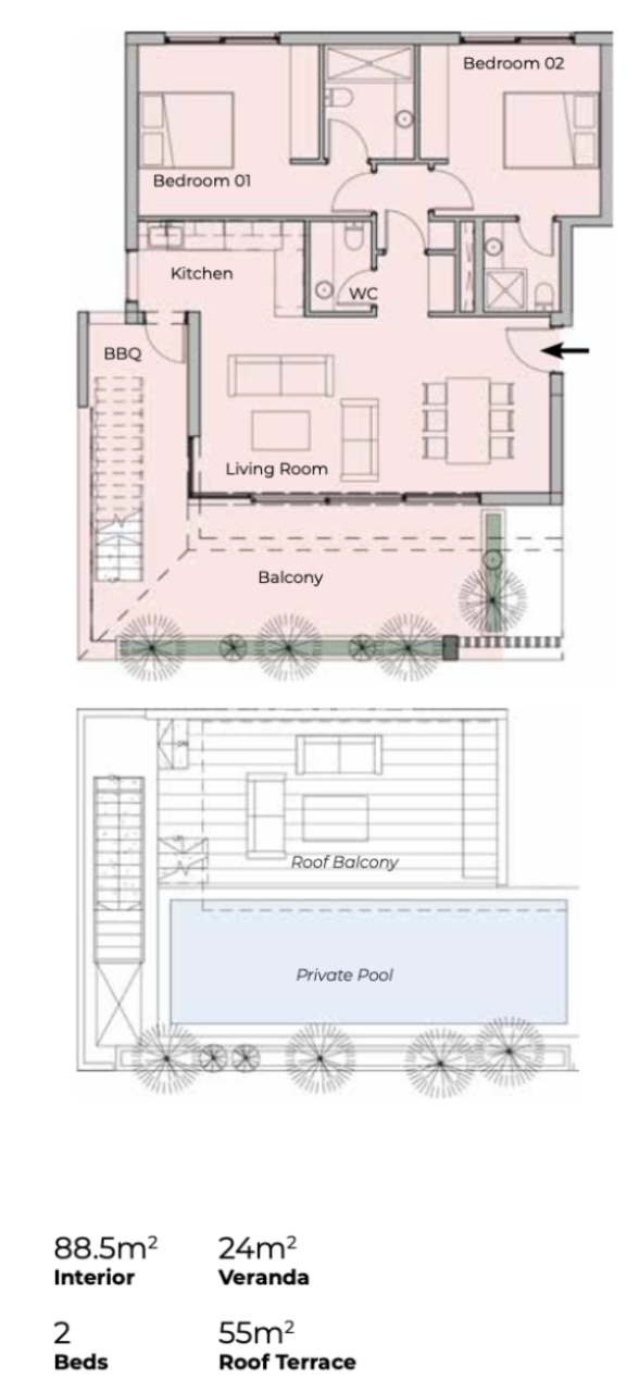 Апартаменты в Лимасоле, Кипр, 88.5 м² - фото 2