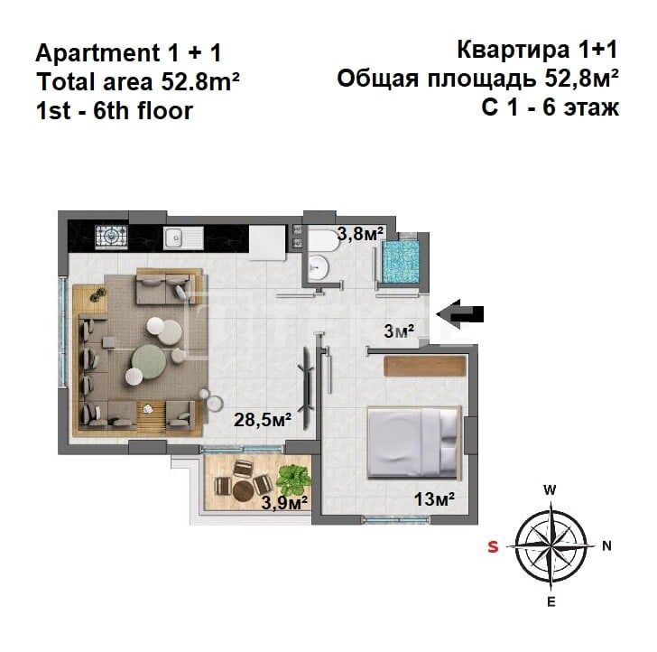 Апартаменты в Алании, Турция, 65 м² - фото 19